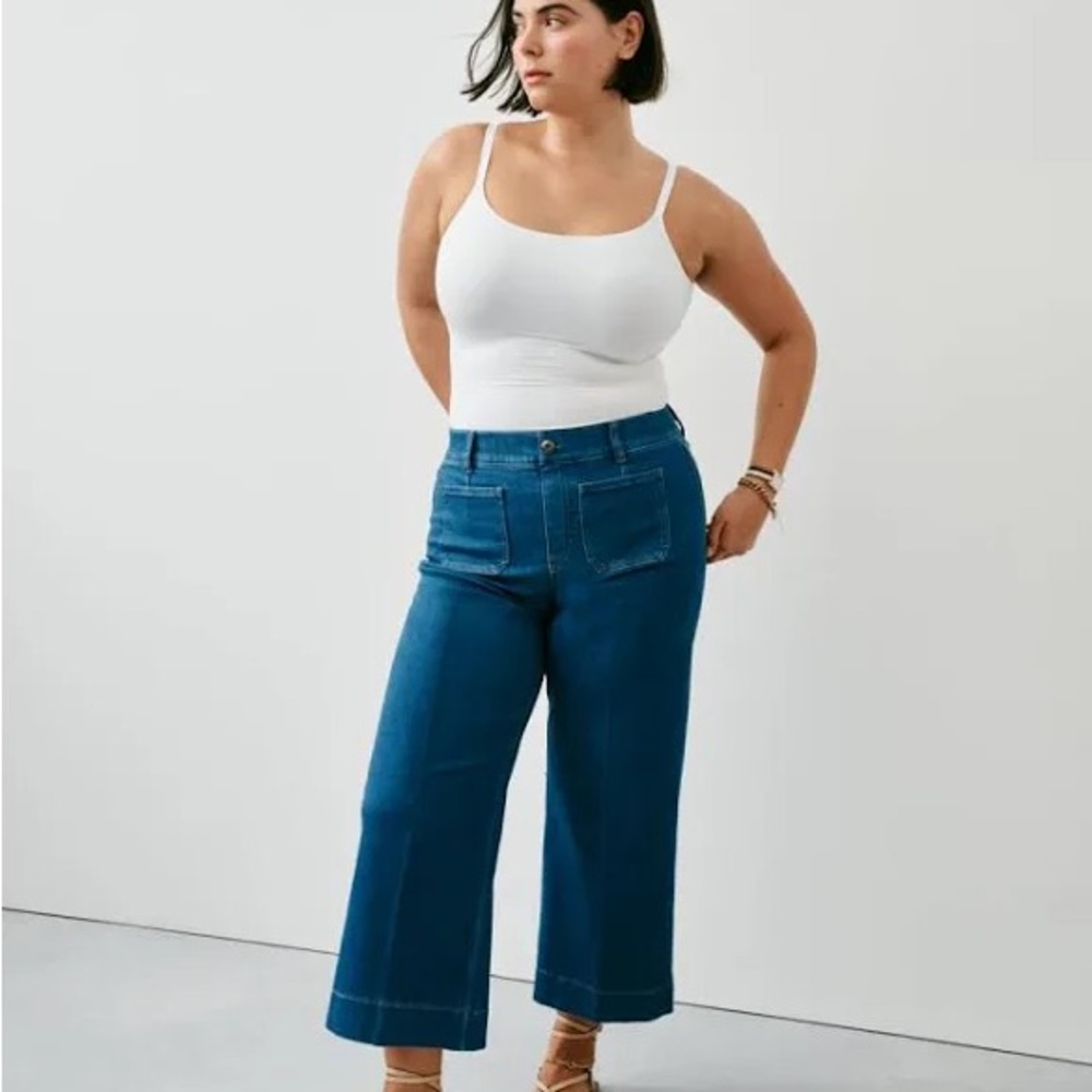 SPANX Blue Flare Wide Leg Jeans